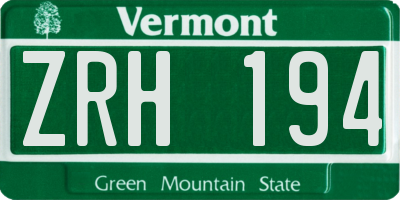 VT license plate ZRH194