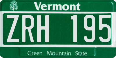 VT license plate ZRH195