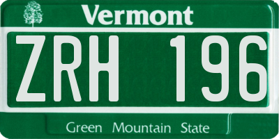 VT license plate ZRH196