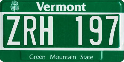 VT license plate ZRH197