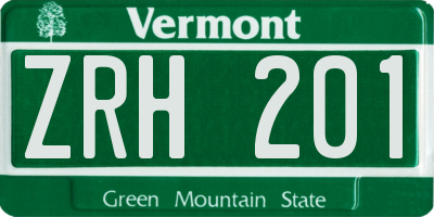 VT license plate ZRH201