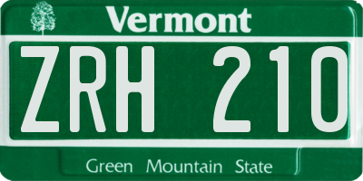 VT license plate ZRH210