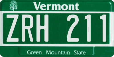 VT license plate ZRH211