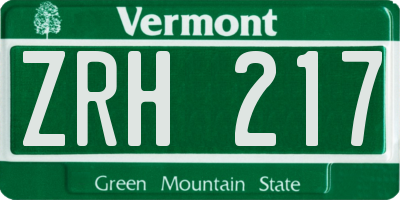 VT license plate ZRH217