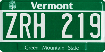 VT license plate ZRH219