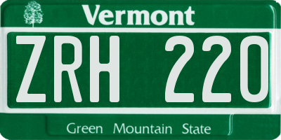 VT license plate ZRH220