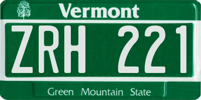 VT license plate ZRH221