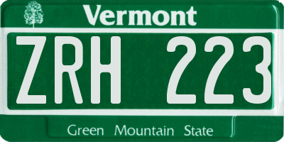 VT license plate ZRH223