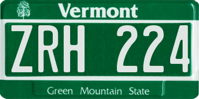 VT license plate ZRH224