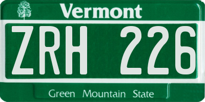 VT license plate ZRH226