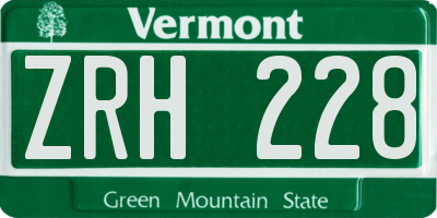 VT license plate ZRH228