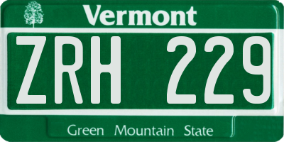 VT license plate ZRH229