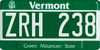 VT license plate ZRH238
