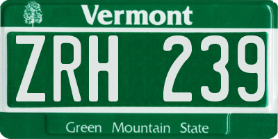VT license plate ZRH239