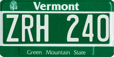 VT license plate ZRH240