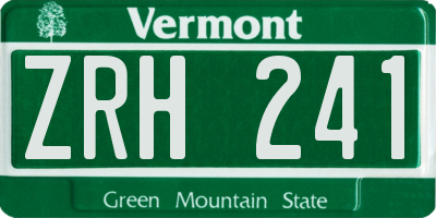 VT license plate ZRH241