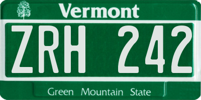 VT license plate ZRH242