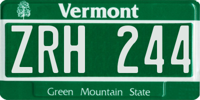 VT license plate ZRH244
