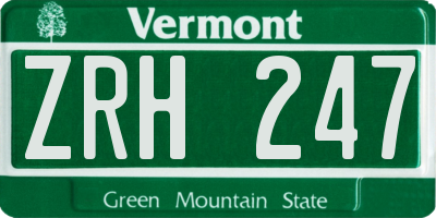 VT license plate ZRH247