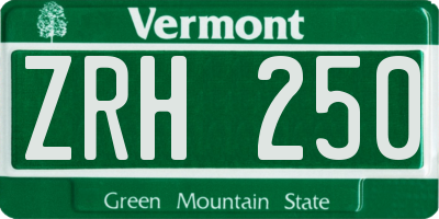 VT license plate ZRH250
