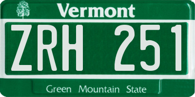VT license plate ZRH251