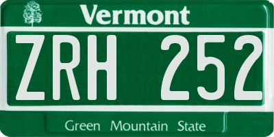VT license plate ZRH252