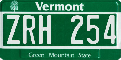 VT license plate ZRH254