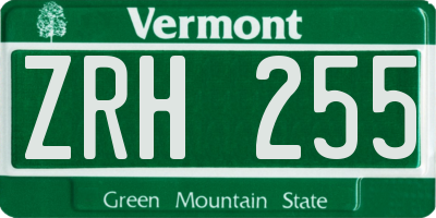 VT license plate ZRH255