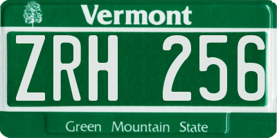 VT license plate ZRH256