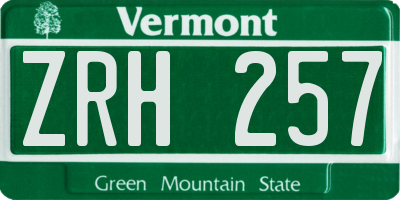 VT license plate ZRH257