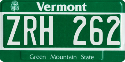 VT license plate ZRH262