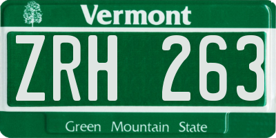 VT license plate ZRH263