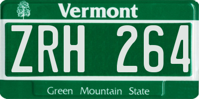 VT license plate ZRH264