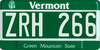 VT license plate ZRH266