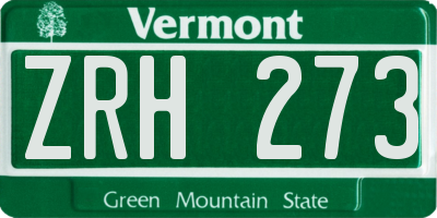 VT license plate ZRH273