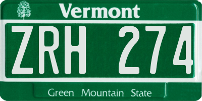 VT license plate ZRH274
