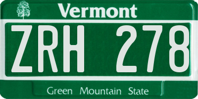 VT license plate ZRH278