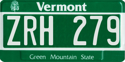 VT license plate ZRH279