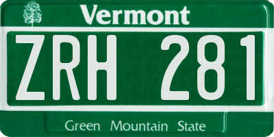 VT license plate ZRH281