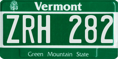 VT license plate ZRH282