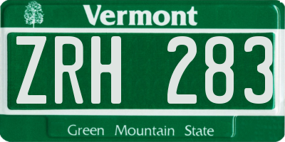 VT license plate ZRH283