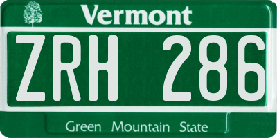 VT license plate ZRH286