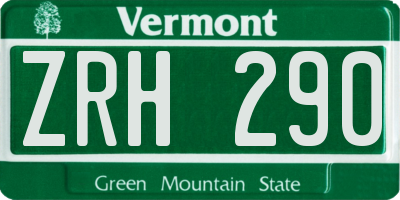 VT license plate ZRH290