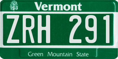 VT license plate ZRH291