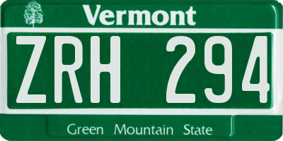 VT license plate ZRH294
