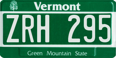 VT license plate ZRH295