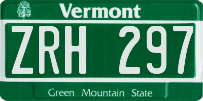 VT license plate ZRH297