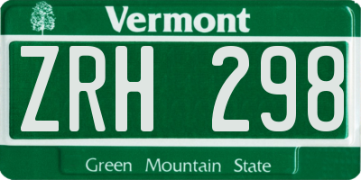 VT license plate ZRH298