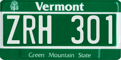VT license plate ZRH301