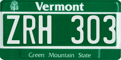 VT license plate ZRH303